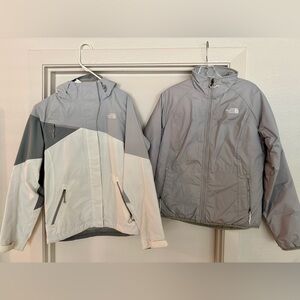 The North Face Gray & White Ski Jacket with liner. Women’s size Small